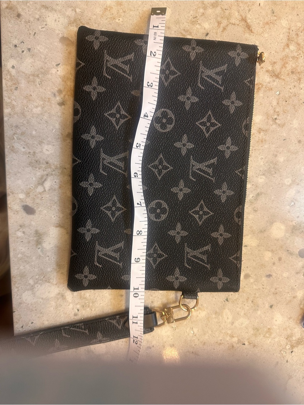 Unlisted Black Monogram Canvas Wristlet Clutch with Gold Hardware - Picture 5 of 9